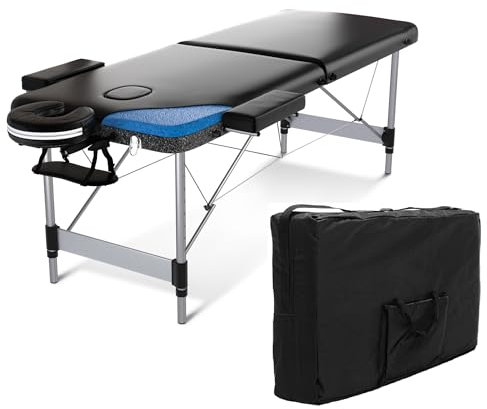 FENIXSHOP24 LETTINO MASSAGGIO PROFESSIONALE 2 ZONE IN ALLUMINIO PORTATILE RICHIUDIBILE - PER ESTETISTA, FISIOTERAPIA,TATTOO COD-08