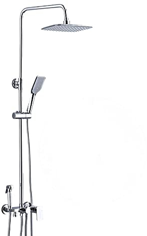 Klobvtt Brause-Mischbatterien, komplett aus Kupfer, Galvanik, Duschsystem-Set, Duschsystem, 4 Funktionen, mit Regendusche, Handbadewanne, verstellbarem Gleitstangen-Ellbogen im Lieferumfang enthalten
