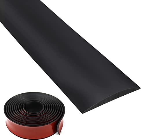 SDLDEER 3m Übergangprofil Selbstklebend, 4cm Breit Übergangsleiste Selbstklebend Bodenleiste Abdeckleiste für Fußböden(Schwarz)