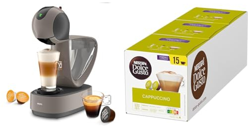 NESCAFÉ DOLCE GUSTO Krups Infinissima Touch KP270A Coffee Capsule Machine with Touch Display, Automatic Water Dispensing, 15 Bar Pump Pressure, 1.2 L Water Tank, Taupe mit Cappuccino