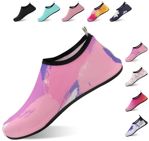 FANWINKJ Water Shoes, Yoga Shoes, Swimming Shoes, Breathable and Stylish Water Shoes for Beach, Sports, Surf, and Swim, Men and Women,Pink-ink-38-39