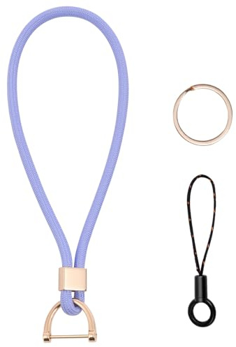 Vicloon Handledsband snodd Armband rem Snodd Nyckelband Med Metall Nyckelringar och Telefonring För ID Bricka Hållare Nycklar Telefon (Lila)