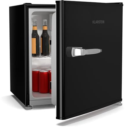 Klarstein Irene 46 L Mini réfrigérateur rétro - Silencieux 37 dB, Thermostat réglable, Petit réfrigérateur de chambre, Économe en Énergie, Noir