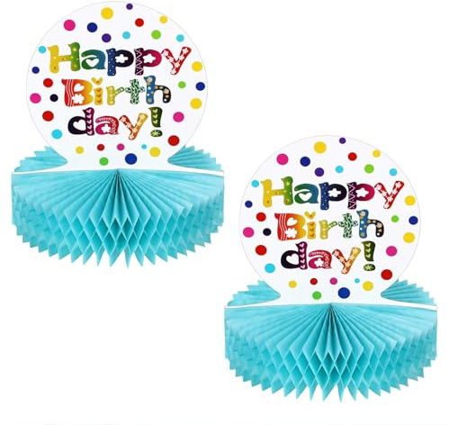 Kotkiddy 2 Pezzi di Centro tavola Arcobaleno in Carta a Nido d'Ape - Decorazioni Colorate di Compleanno per Feste di Bambini