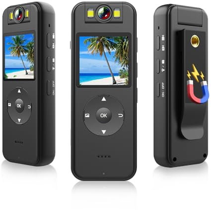 TFixol 4K WiFi Body Camera con O e Video able Body Cam Clip-on Videocamera con obiettivo girevole a 180 ° Luci di riempimento Altoparlante Clip posteriore ciclo Stand per Legge Nero