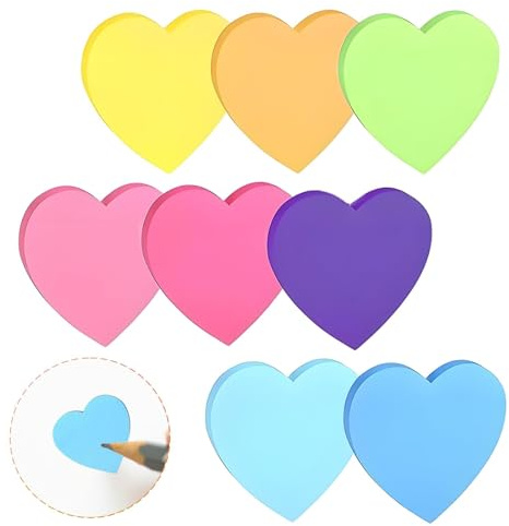 240 Pièces Autocollantes en Cœur, 8 Couleurs Feuilles Forme De Coeur Auto-Adhésif Couleur Notes Adhésives, Sticky Notes Repositionnables Sticky Notes pour Bureau/École - Notes Adhésives Colorées (7cm)