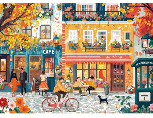 HUADADA Puzzle 1000 pièces Puzzle 1000 pièces Adultes Classique Puzzles Cadeaux Rue Romantique