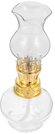 ZUNOXAZ Lampada Petrolio con in Vetro Piccola Lampada Olio Decorativa e Uso d Emergenza Facile da Pulire e Sicura per Cucina Soggiorno e Camera da