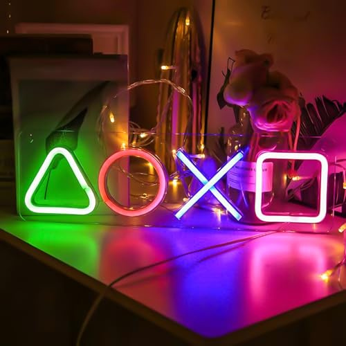 Gamer neonskylt, färgglad LED gaming neonljus, 42 x 13 cm grafisk spelare neonskylt USB med strömbrytare, neonljus gaming väggdekor för spelrum rumsdekoration bar män pojkar presenter