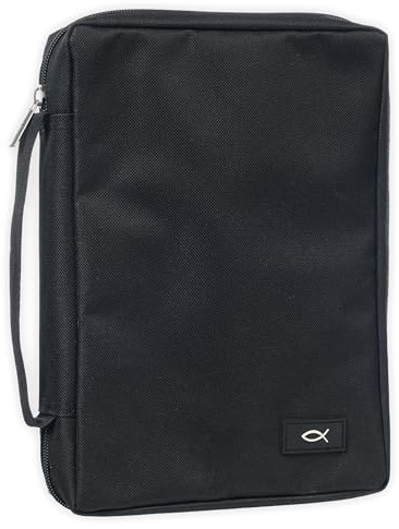 Promo Poly-Canvas Bible / Book Cover w/Fish Applique (Medium, Black)