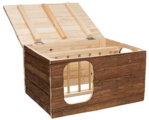 TRIXIE 61803 Haus Hilke mit Raufe, Meerschweinchen, Rindenholz, 40 × 23 × 32 cm