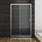 SONNI Cabine de douche coulissante - Cadre argenté - Différentes tailles 100/110/120 cm - Verre transparent ESG - Porte de niche coulissante simple - 120 x 185 cm