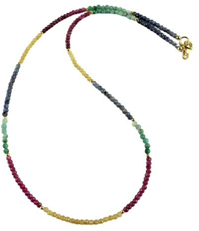 Rubin Saphir Smaragd kette facettierte Regenbogen Collier 47 cm