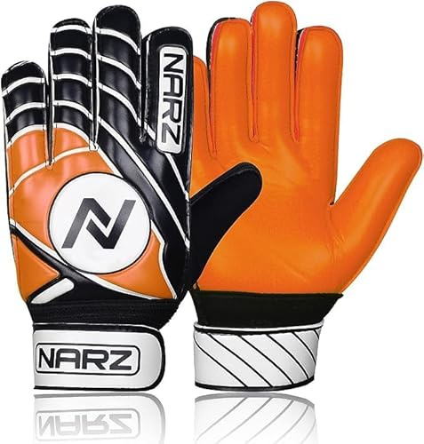 NARZ Kids' Goalie Gloves med supergrepp i latex med stötdämpande stoppning för att skydda barnens handflator och fingrar.