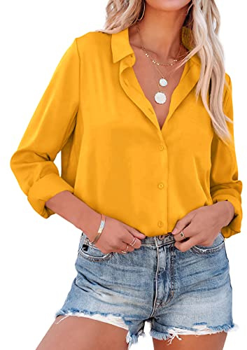 NONSAR - Blusa elegante de manga larga para mujer con cuello alto, blusas de oficina, tops informales