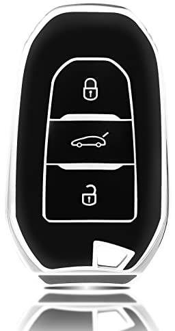 OFFCURVE Autoschlüssel Hülle Schlüsselhülle, Schlüsselcover Schlüsselgehäuse Schutzhülle 3 Tasten Passt für Peugeot 3008 5008 208 308 408 508 307 Citroen C1 C3 C4 C5 Grand Picasso DS3 DS5 Cactus C3XR