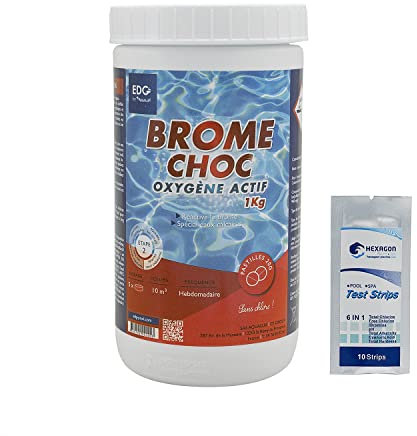 EDG by AQUALUX Brome Choc Pastilles 20g - 1kg | Activateur de Brome - Oxygène Actif Choc - Désinfection Choc sans Chlore - Dissolution Rapide + 10 Tests HPS OFFERTS 6 en 1
