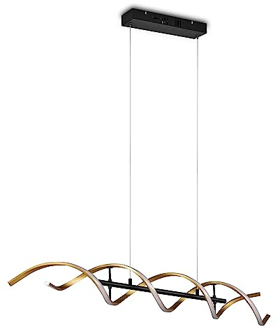 Trio Leuchten LED Pendelleuchte Sequence 341810208, Aluminium Messing/Schwarz matt, inkl. 45 Watt LED, Switch Dimmer, Farbwechsel |