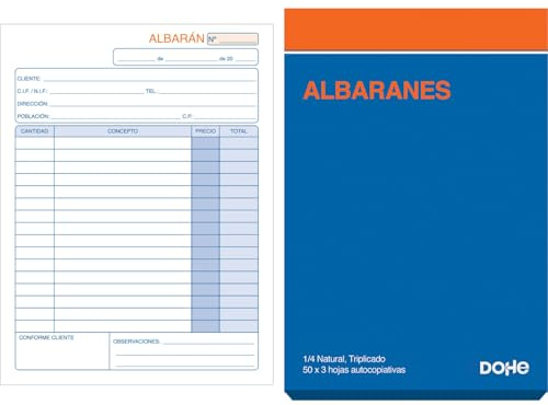 Dohe - Carnet de bordereaux 3 copies (10 unités) - Feuille originale et 2 copies, 150 feuilles par carnet, format A5 (14 x 21 cm), documents de vente, bons de livraison, fournitures de bureau