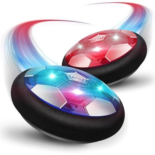 AirFootball® | 2 palloni da calcio galleggianti illuminati | Calcio ad aria compressa per bambini e bambine | Gioco da interno all'aperto divertente al 100% | Palloni a led ricaricabili via USB