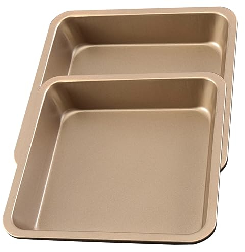 Ciieeo Teglia Quadrata Antiaderente in Acciaio al Carbonio 7 Pollici Set 2 Pezzi per Dolci Pane Pizza Vassoio da Forno Professionale Resistente AntiGraffio Facile da Pulire per Cucina e Panificazione