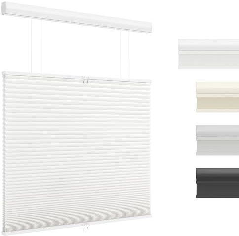 UNISHADES Top Down Bottom Up Cellular Shades Cordless Honeycomb Blinds for Indoor Windows, for Windows Size (23 W × 48 H) Colour (White - Light Filtering)