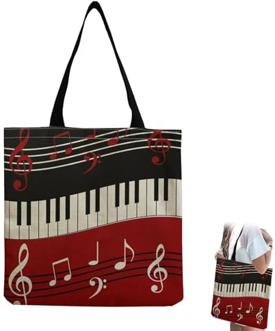 PIMXL Baumwolltasche – Antikes Notenblatt Design, Hochwertige Leinentasche für Musikliebhaber, Wiederverwendbare Lebensmitteltaschen mit Musikmuster, musiktasche alltagstaugliche umhängetasche
