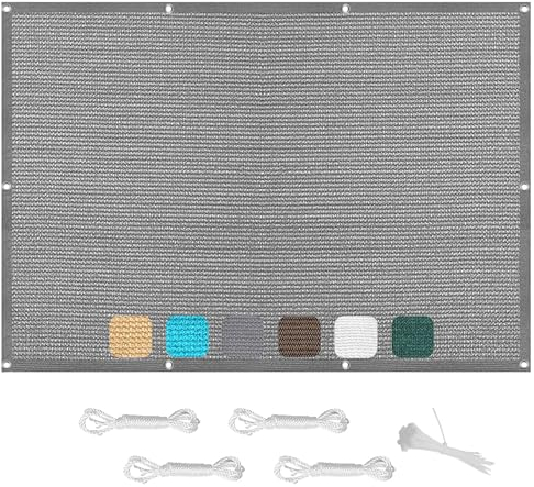 Sonnensegel Quadratisch 2 x 2.2 m Atmungsaktiv Balkon Sichtschutz Segel Wasser Luftdurchlässig mit Ösen Befestigungs Kit für Camping Schwimmbad Zwinger, Hellgrau