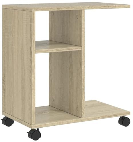 vidaXL Beistelltisch mit Rollen Sonoma-Eiche 50x30x55 cm Holzwerkstoff