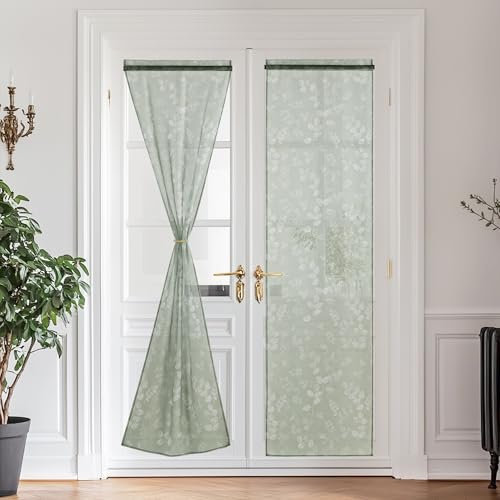PONY DANCE Tende a Vetro per Porta Finestra 2 Pezzi 60x240 CM Tendine per Soggiorno Eleganti Decorazioni Trasparenti per Cucina Tenda Stampate con Tasca, Verde