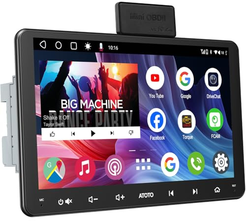 [9 Pulgadas] ATOTOEXCEL A6PF Autoradio 2 DIN Android, con escáner OBD2, Dab+ Radio Coche, 2G+32G, CarPlay y Android Auto inalámbricos, Tethering WiFi/BT/USB, DSP 36EQ, 2 Bluetooth, MirrorLink
