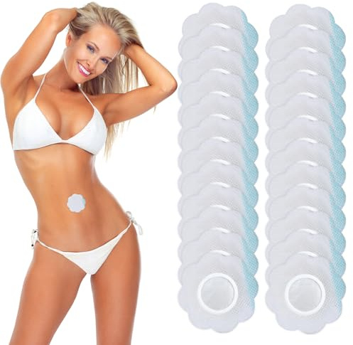 DVOFU 24Pieces Castor Oil Pack Wrap Self-Adhesive Castor Oil Patches Highly Absorbent Organic Castor Oil Compress Patches Spunlace Cloth for Tummy Women (Oil Not Included)