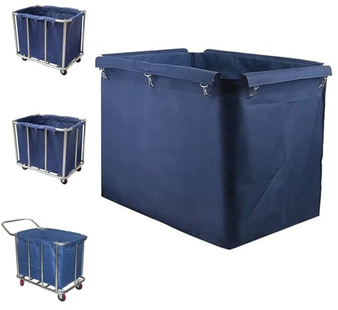 THEGA Rectangle Commercial Laundry Trolley Replacement Bag Waterproof Oxford Cloth Insert With Removable Trolley Storage Bags 400L Capacity(Blue)
