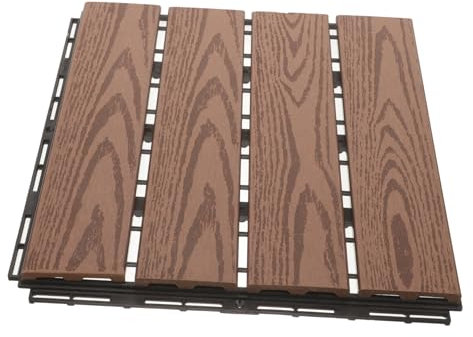 Hemobllo Wpc Terrassenfliese Balkonboden Langlebig Rutschfest Klicksystem Outdoor Kunststoff Fliese Holzoptik Praktische Interlocking Balkonfliesen Für Garten Und Terrasse