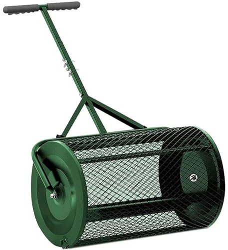 ERSINIAN Esparcidor de abono, Rodillo de turba para césped y jardín, esparcidor de turba, Rodillo de turba para jardín, para esparcir estiércol, Verde, 40 x 60 cm