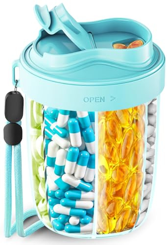 Pilulier Semainier 7 Jours,Pillulier Avec 7 Grands Compartiments,Pilulier Voyage Compartiments Avec De Grands Espaces SéParéS,Design Anti-MéLange Et Large Ouverture, Comprend 20 Autocollants（Bleu）