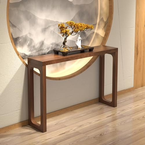 Bestiry Mesa de Consola, Consola de Madera Maciza, Estilo rústico de Granja para Entrada, Pasillo, recibidor, Sala de Estar, pequeña y Estrecha (Nogal, 140 cm/55,1 Pulgadas)
