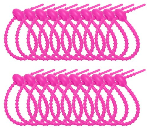 PATIKIL Bridas de silicona de 6 pulgadas, 20 bridas de goma reutilizables para el hogar, oficina, cocina, bolsas de alimentos, cables, clip ajustable para bolsa, azul lago