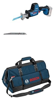 Bosch Professional Handwerkzeugtasche Größe L + Bosch Professional 18V System Akku Säbelsäge GSA 18V-24 (inkl. Sägeblatt S922EF, S2345X)