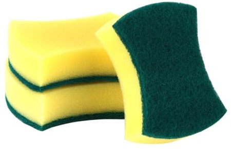 DECOMELODY 5pcs Double-Sided Dishwashing Sponge Pad for Kitchen Cleaning Absorbent Scouring Scrubber with Fiber Fabric Surface Non-Scratch Multi-Purpose Kitchen Cleaning Sponges