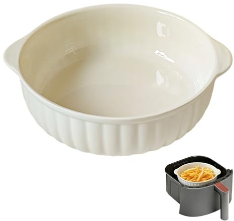 LUPATDY Teglia Forno in Ceramica 700ML, 16,5cm Piatti da Forno con Manici, Teglia per Lasagne, Carne, Verdure, Torta, Sicuri al Friggitrice ad Aria Calda, Forno, Microonde, Bianco