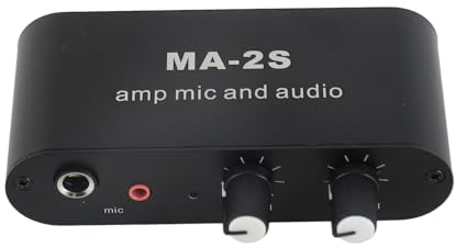 Dioche Amplificatore da 3,5 MmPiccolo Preamplificatore Audio Stereo con 3 Porte di Uscita, Struttura in Alluminio ABS, Amplificatore per Cuffie per Altoparlanti, compatibilità con Microfono Dinamico