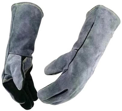 Guantes de soldadura for soldador, guantes Tig/Mig, for soldar, for profesional resistentes al calor(Black gray 16Inch)