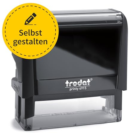 Trodat Printy 4915 Firmenstempel 70x25mm - Gehäuse Schwarz - Adressstempel | Trodat Printy 4915 Firmenstempel, 70x25mm, personalisierbar mit Text und Logo, Gehäuse Schwarz, Adressstempel, Firmenstempel