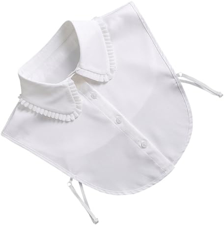 Faux Col en Mousseline Blanc pour Femmes, Style Chemisier | 1 Pièce Amovible, Détail Volanté, Accessoire pour Robe ou T Shirt, Mariage et Toutes Occasions