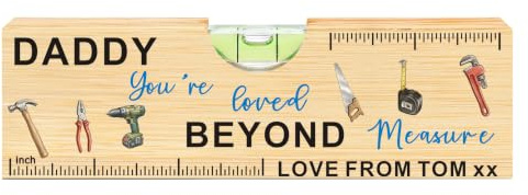 EDSG Personalised Fathers Day Dad Gifts, 2 in 1 Wooden Spirit Level Bottle Opener, Fathers Day Birthday Christmas Dad Gifts from Son or Daughter(Design 1)