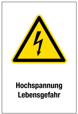 Warnschild aus Kunststoff - Hochspannung Lebensgefahr - 20 x 30 cm
