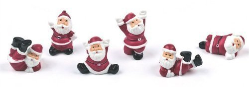 Tumbling Santa Christmas Cake Decorations Set of 6, Fun and Festive Santa Decorations