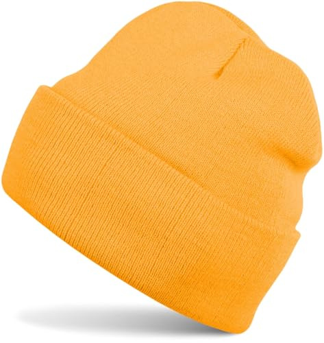 styleBREAKER Bonnet Enfant en Tricot à Large Bord, Bonnet Fin Tricoté Double pour Enfants de 2 à 5 Ans 04024030, Couleur:Jaune d'or