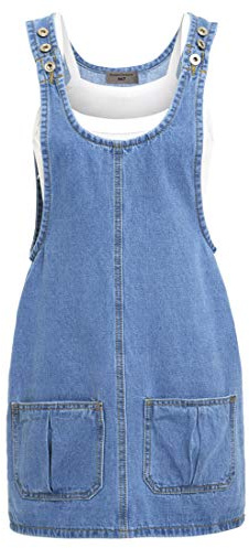SS7 New Women's Denim Pinafore Dress, Blue, Sizes 6 to 16 (UK - 12, Denim Blue)